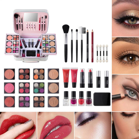 Full Makeup Kit Makeup Brush Set Lipstick Makeup Kit Waterproof Makeup Kit Professional Makeup Case Makeup Set Bundle Casual Makeup Kit Party Makeup Kit Makeup Brush Collection Makeup Kit for Events A