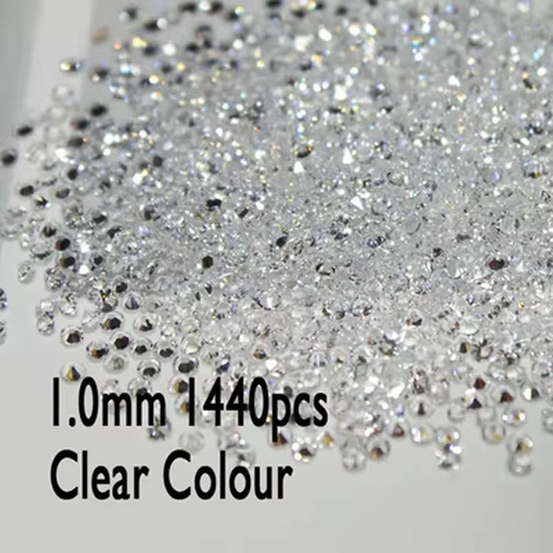 All Sizes 1440Pcs Crystal&Ab Chaton Pointed Rhinestones Micro Manicure Nail Art Decorations Tiny Mini Glass Beauty Accessories