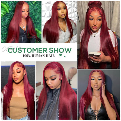 99J Burgundy 13X4 Lace Front Wigs Human Hair 180% Density 28 Inch Straight Lace Front Wigs Human Hair Glueless Wigs Human Hair Wig for Women with Baby Hair