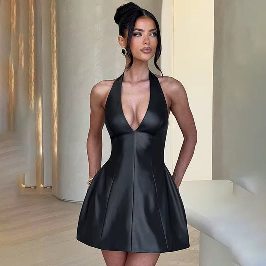 Summer Sleeveless Off-Shoulder Summer Mini Dress Female Backless Fashion Slim Mesh High Waist Dress Women'S Mini Dresse