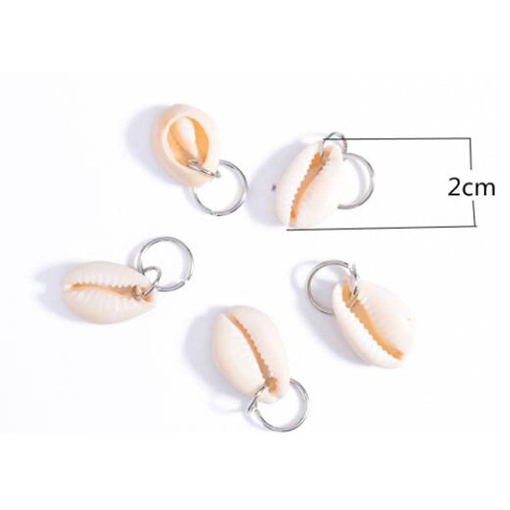 Seashell Hair Charms for Braids and Dreadlocks: Women & Girls Accessories - Hair Clips, Braid Rings, Silver Decorations, Headdress (5Pcs)