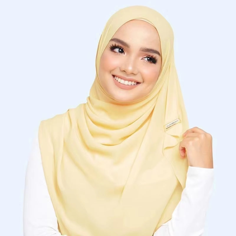 Ramadan Muslim Chiffon Hijabs for Woman Plain Color Headscarf Long Shawl Scarf Women Jersey Hijabs Ladies Islam Voile Hijab