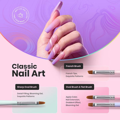 Beetles Nail Art Brushes Set Gel Polish Nail Art Design Pen Painting Tools Fingernail Brush Nail Cleaning Brush Nail Art Liner Brush and Nail Dotting Pen Salon Gifts for Women