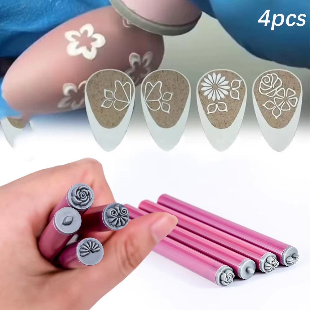 4/6/10Pcs Nail Art Flowers&Butterfly Stamp Pen Set for Nail Assorted Patterns DIY Art Stamping Tool for Women Beauty Accessories