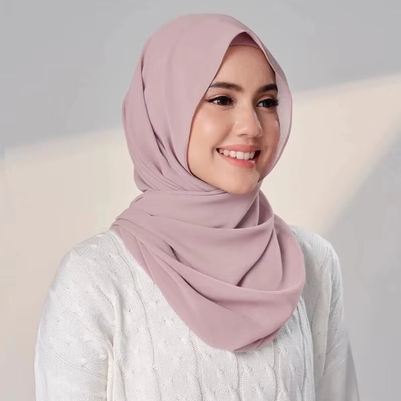 Instant Hijabs with Cap Plain Chiffon Jersey Hijabs for Woman Veil Muslim Islamic Hijab Cap Scarf for Women'S Hijabs Headscarf