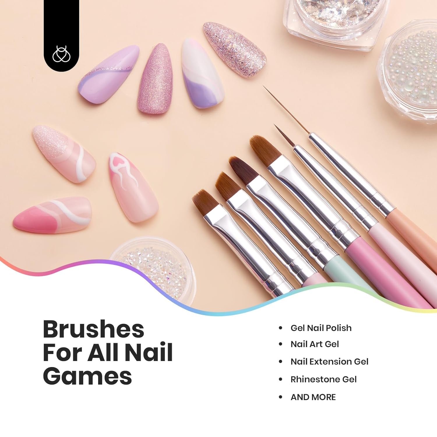 Beetles Nail Art Brushes Set Gel Polish Nail Art Design Pen Painting Tools Fingernail Brush Nail Cleaning Brush Nail Art Liner Brush and Nail Dotting Pen Salon Gifts for Women