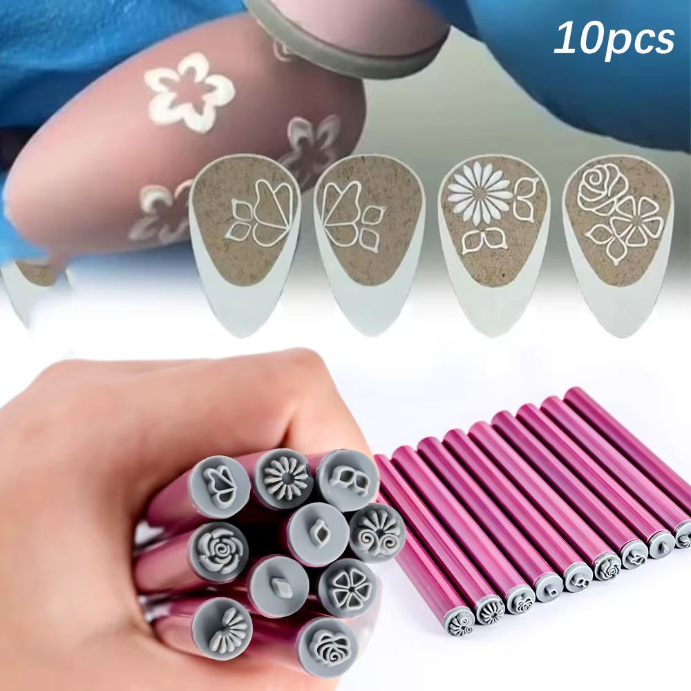 4/6/10Pcs Nail Art Flowers&Butterfly Stamp Pen Set for Nail Assorted Patterns DIY Art Stamping Tool for Women Beauty Accessories