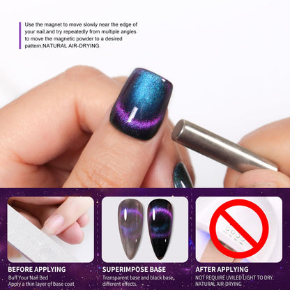 Cat Eye Nail Polish,Magnetic Effects with Chameleon Natural Air Drying Nail Art Salon Manicure Home((A01, 10ML)