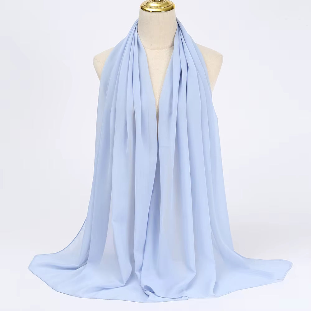 Ramadan Muslim Chiffon Hijabs for Woman Plain Color Headscarf Long Shawl Scarf Women Jersey Hijabs Ladies Islam Voile Hijab