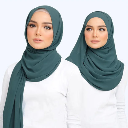 Muslim Chiffon Hijab Scarf Women Long Solid Color Head Wrap for Women Hijabs Scarves Ladies Muslim Veil Jersey Hijabs