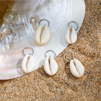 Seashell Hair Charms for Braids and Dreadlocks: Women & Girls Accessories - Hair Clips, Braid Rings, Silver Decorations, Headdress (5Pcs)