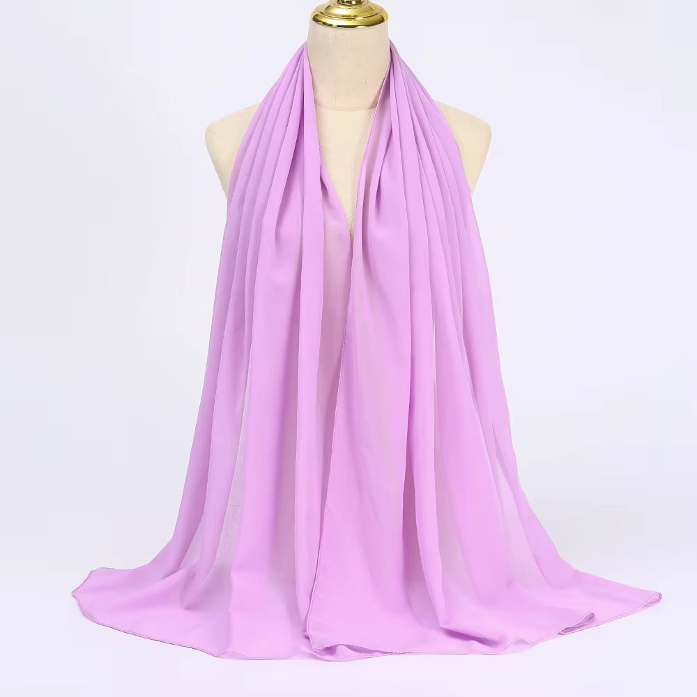 Ramadan Muslim Chiffon Hijabs for Woman Plain Color Headscarf Long Shawl Scarf Women Jersey Hijabs Ladies Islam Voile Hijab