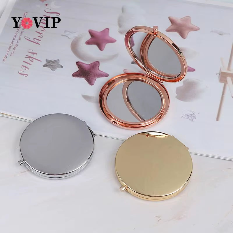 1 PC Portable Folding Mirror Compact Stainless Steel Metal Makeup Cosmetic Pocket Mirror Beauty Accessories