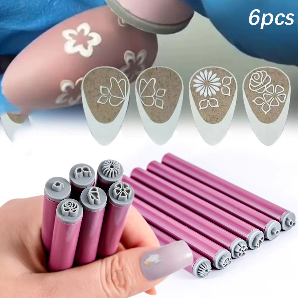 4/6/10Pcs Nail Art Flowers&Butterfly Stamp Pen Set for Nail Assorted Patterns DIY Art Stamping Tool for Women Beauty Accessories