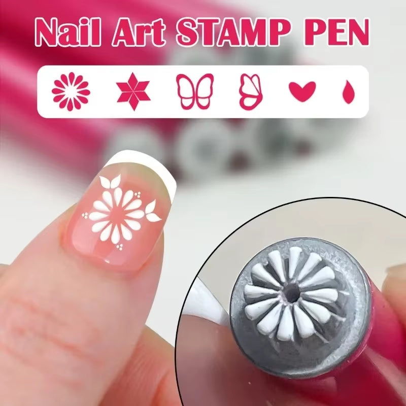 4/6/10Pcs Nail Art Flowers&Butterfly Stamp Pen Set for Nail Assorted Patterns DIY Art Stamping Tool for Women Beauty Accessories